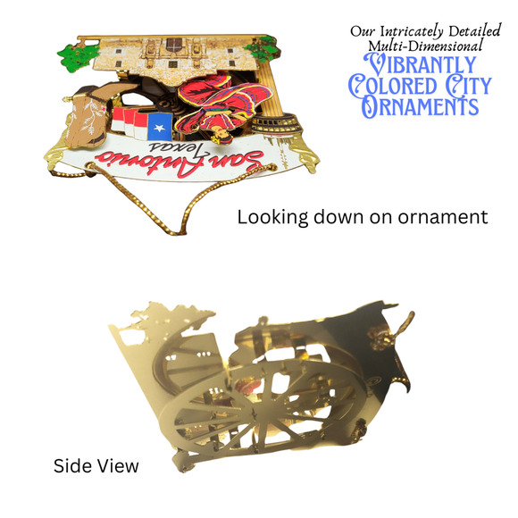 San Antonio Texas Ornament Alamo Cowboy Boots Tower of America Flag of TX - Picture 4 of 8